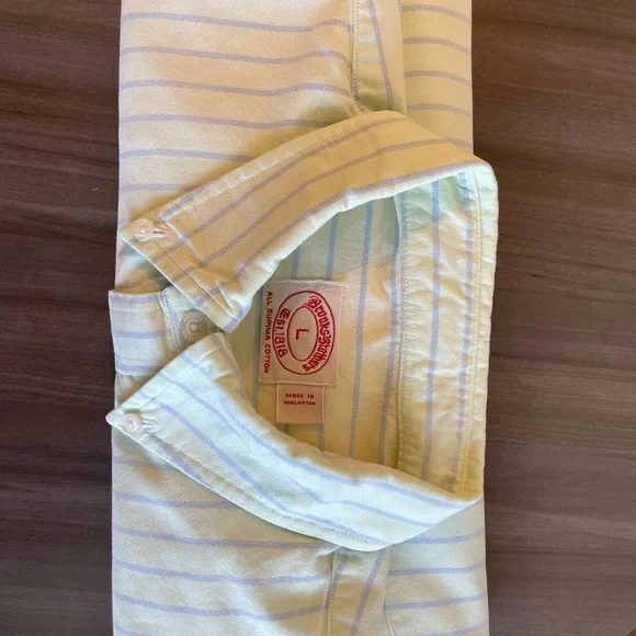 Brooks Brother Red Fleece Oxford button down striped large - Picture 4 of 5